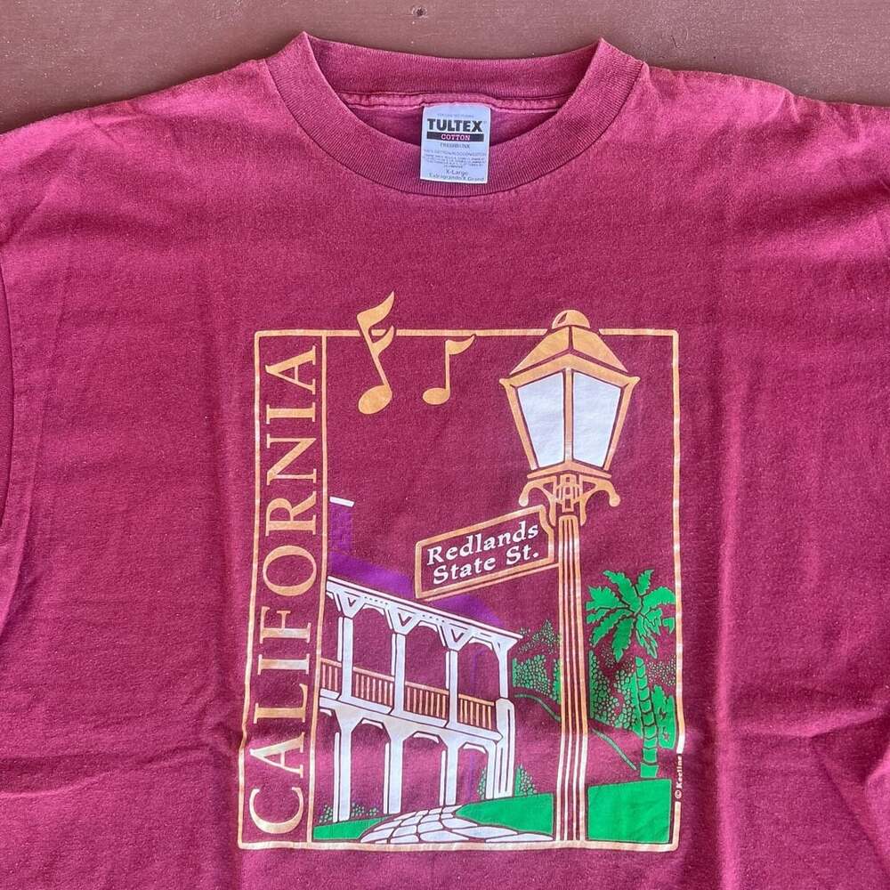 Tultex California Redlands State St Graphic T-Shirt XL Maroon